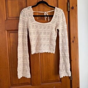 Hollister Cream Crochet Knit Top